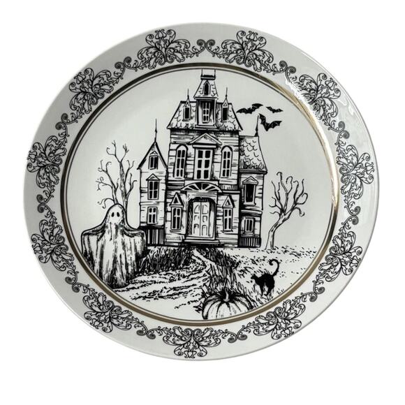 10 Strawberry St. HALLOWEEN HAUNTED HOUSE Appetizer Plates 6.25in Set of 3 NEW - Picture 2 of 6